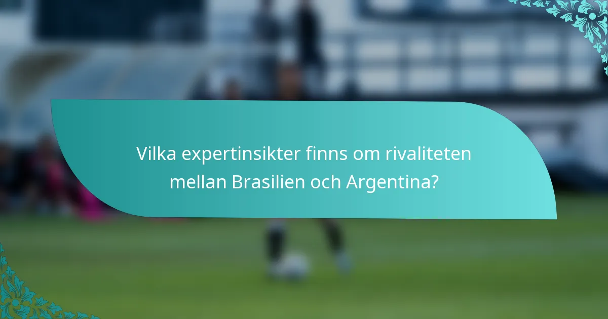 Vilka expertinsikter finns om rivaliteten mellan Brasilien och Argentina?