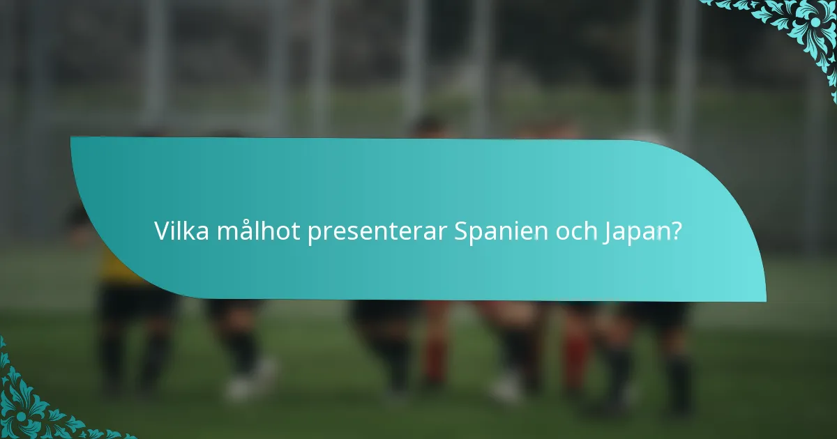 Vilka målhot presenterar Spanien och Japan?
