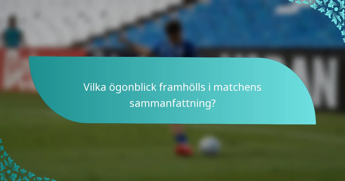 Vilka ögonblick framhölls i matchens sammanfattning?